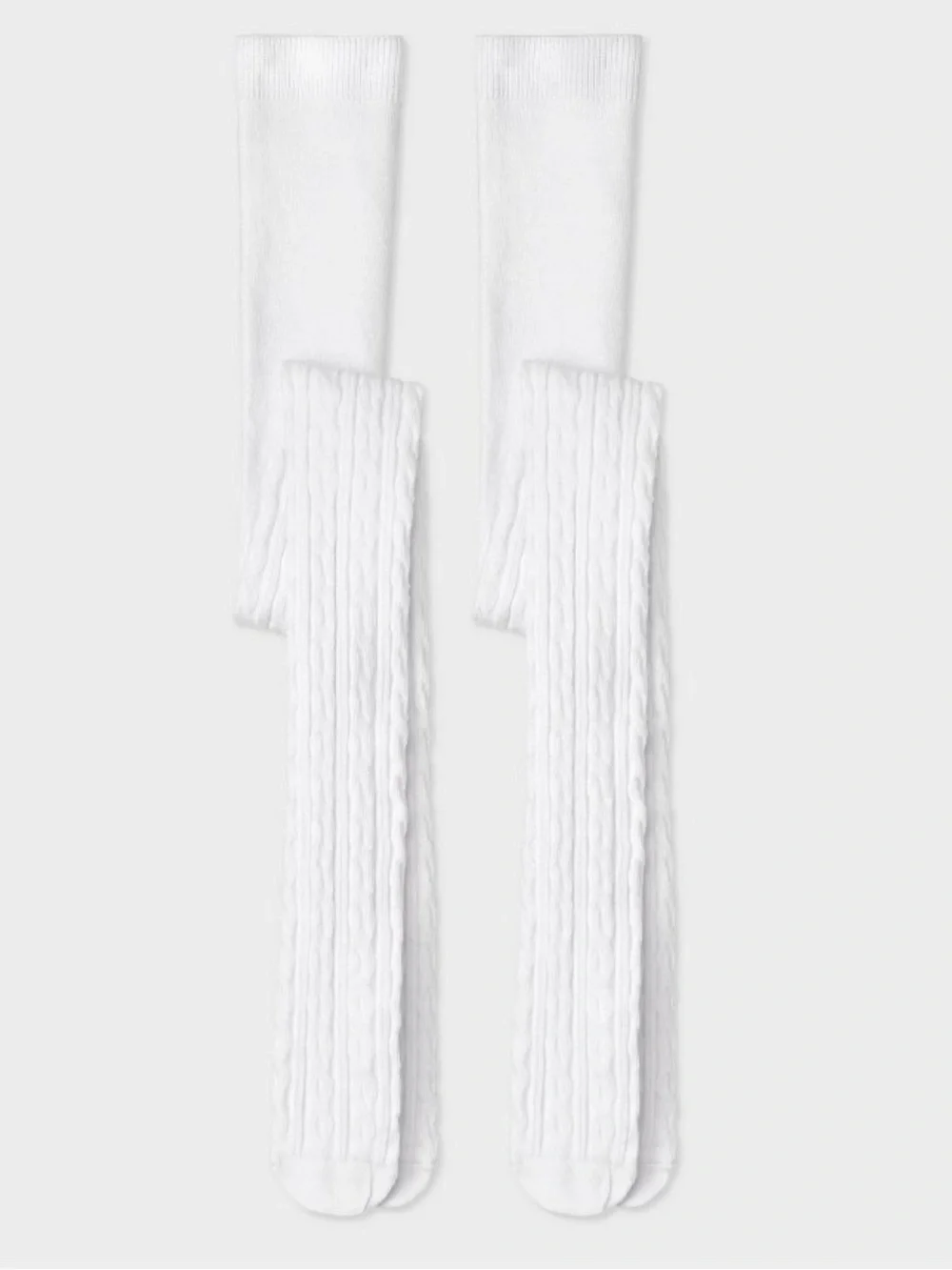 Cat & Jack White Cotton Cable knit Tights for girls - 2 Pairs